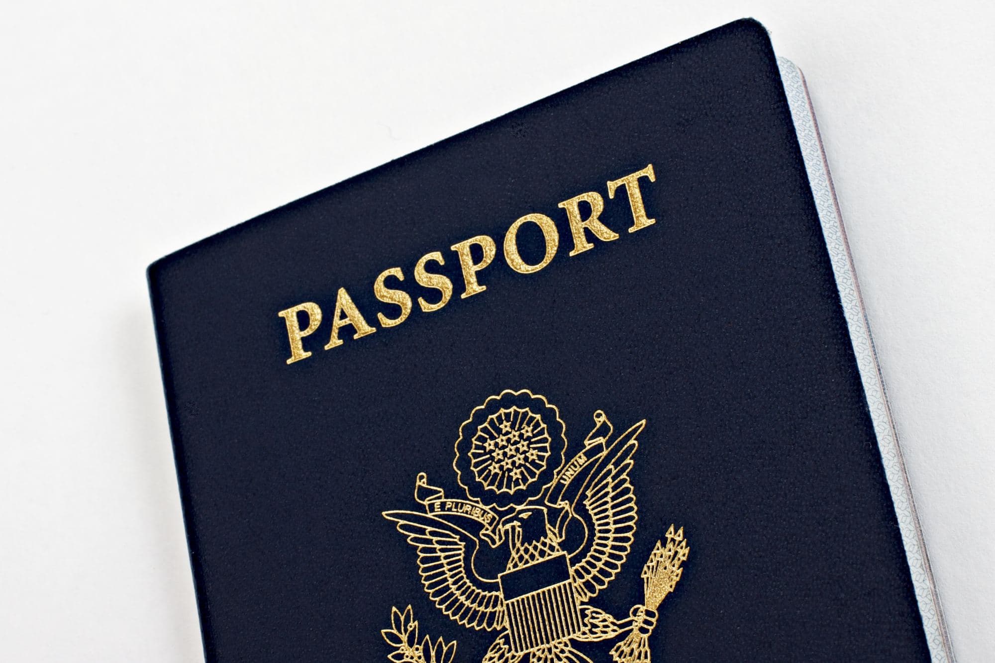 A United States passport on a dark surface