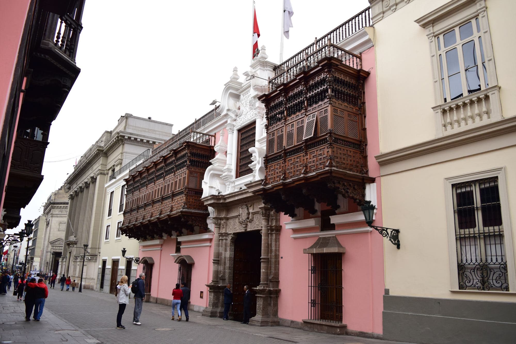 The Palacio de Torre Tagle, seat of Peru's Foreign Ministry, with its wooden balconies